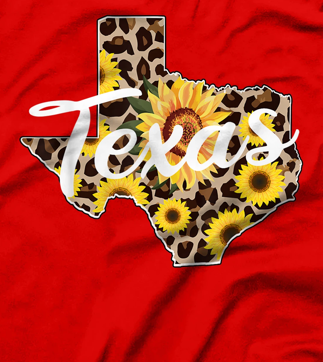 Texas Girl Sunflower Leopard Rustic Black State Pride T-Shirt