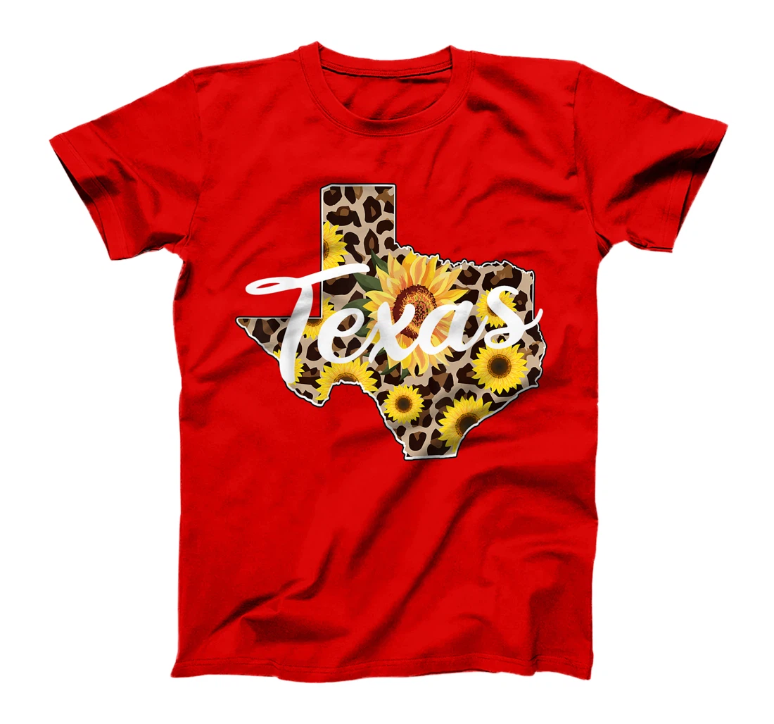 Texas Girl Sunflower Leopard Rustic Black State Pride T-Shirt