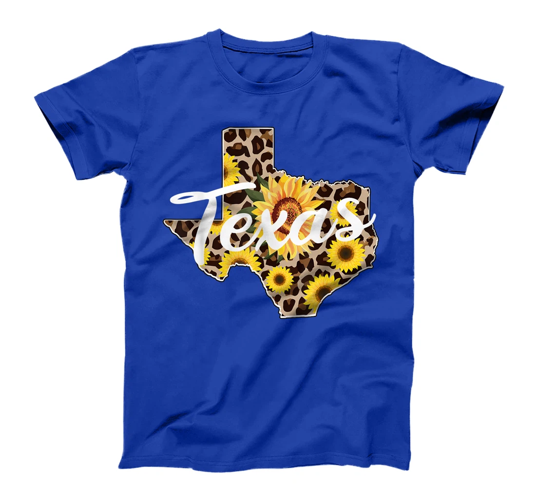 Texas Girl Sunflower Leopard Rustic Black State Pride T-Shirt