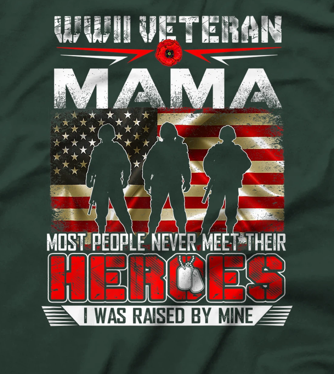 WWII Veteran Mama Heroes Raised By Mine Veteran Womens Premium T-Shirt