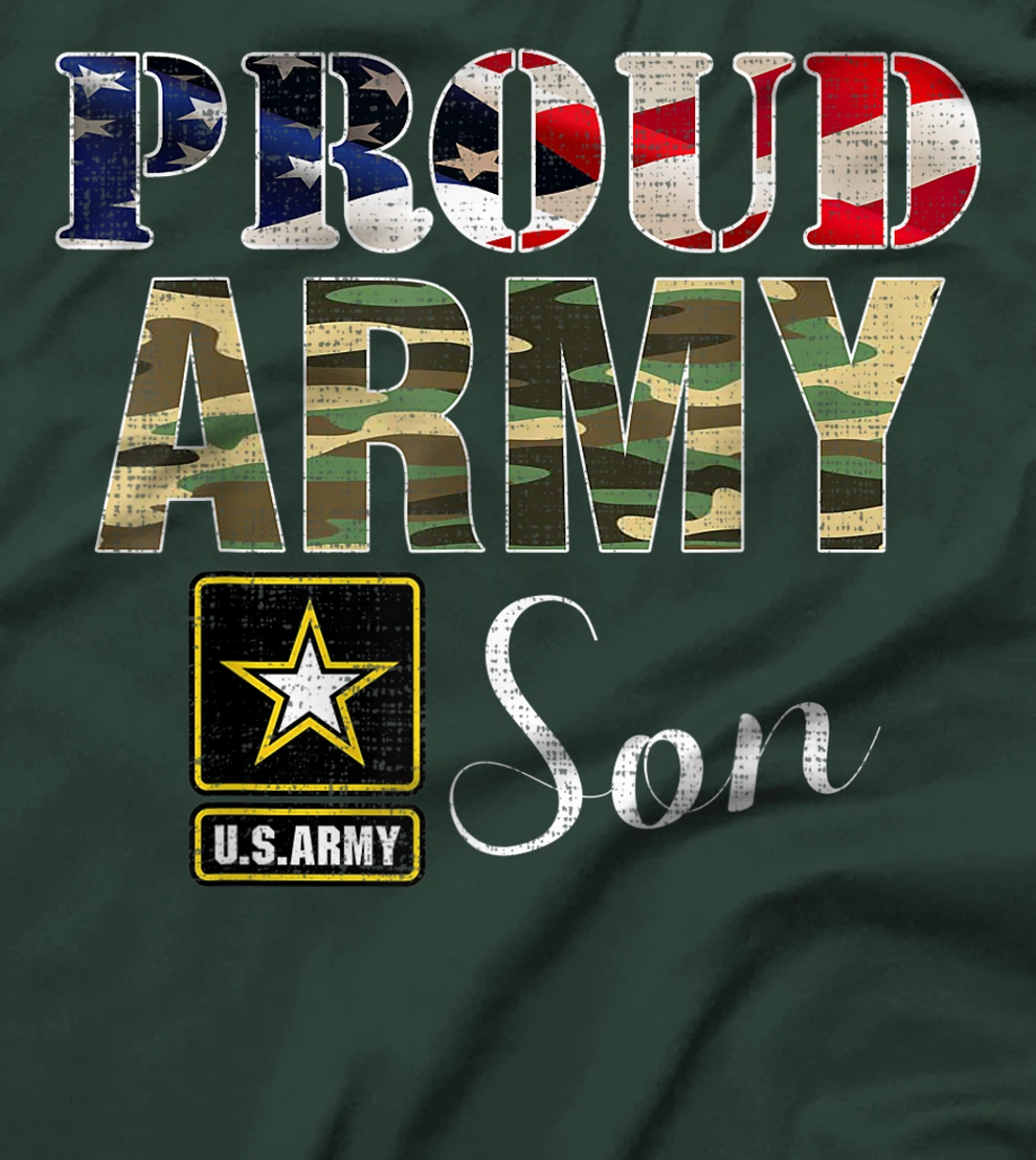 Proud Army Son With American Flag Gift For Veteran Day T-Shirt