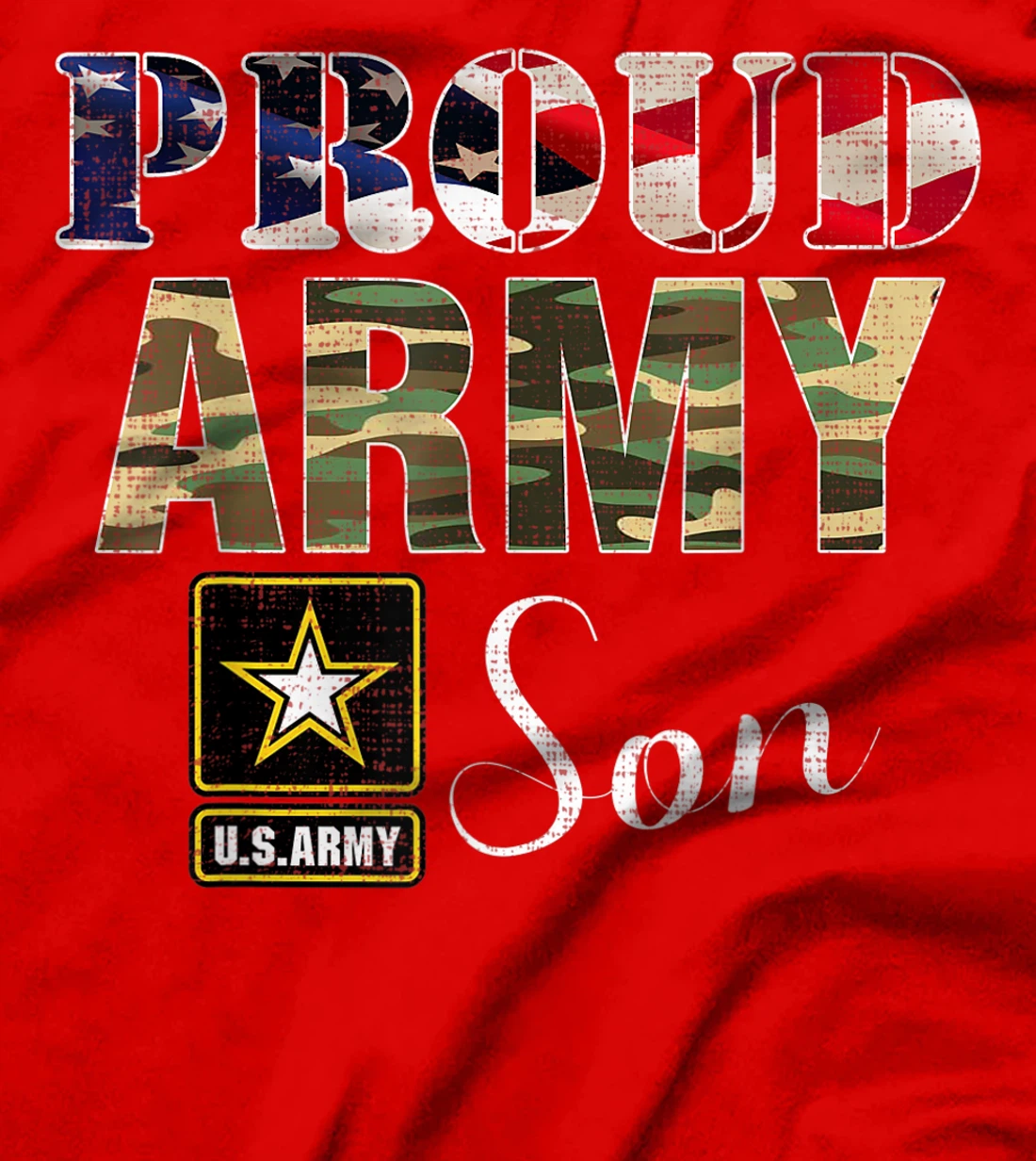 Proud Army Son With American Flag Gift For Veteran Day T-Shirt