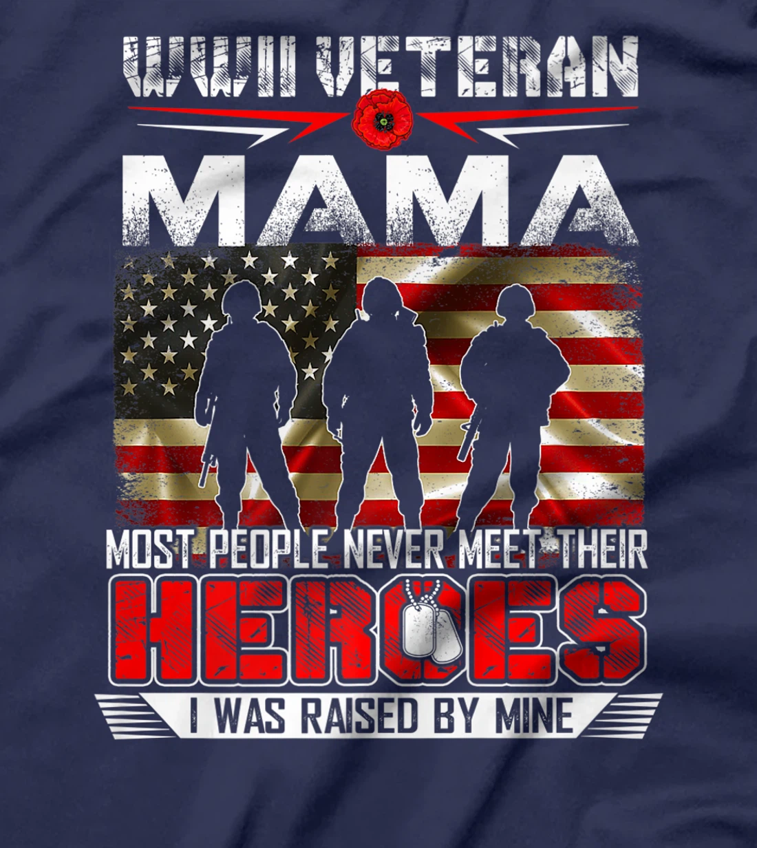 WWII Veteran Mama Heroes Raised By Mine Veteran Womens Premium T-Shirt