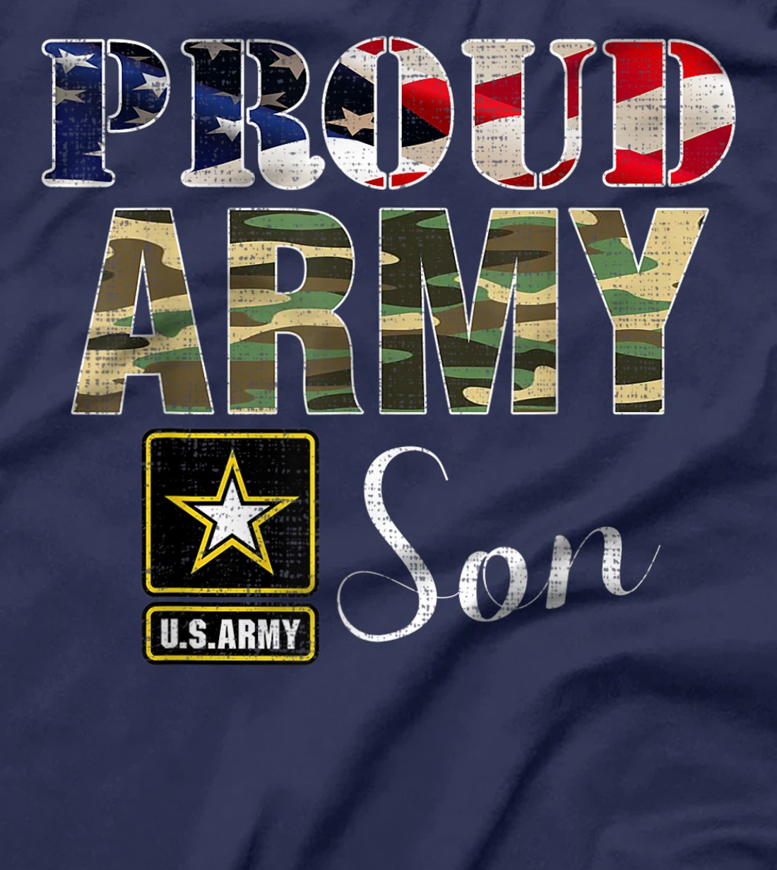 Proud Army Son With American Flag Gift For Veteran Day T-Shirt