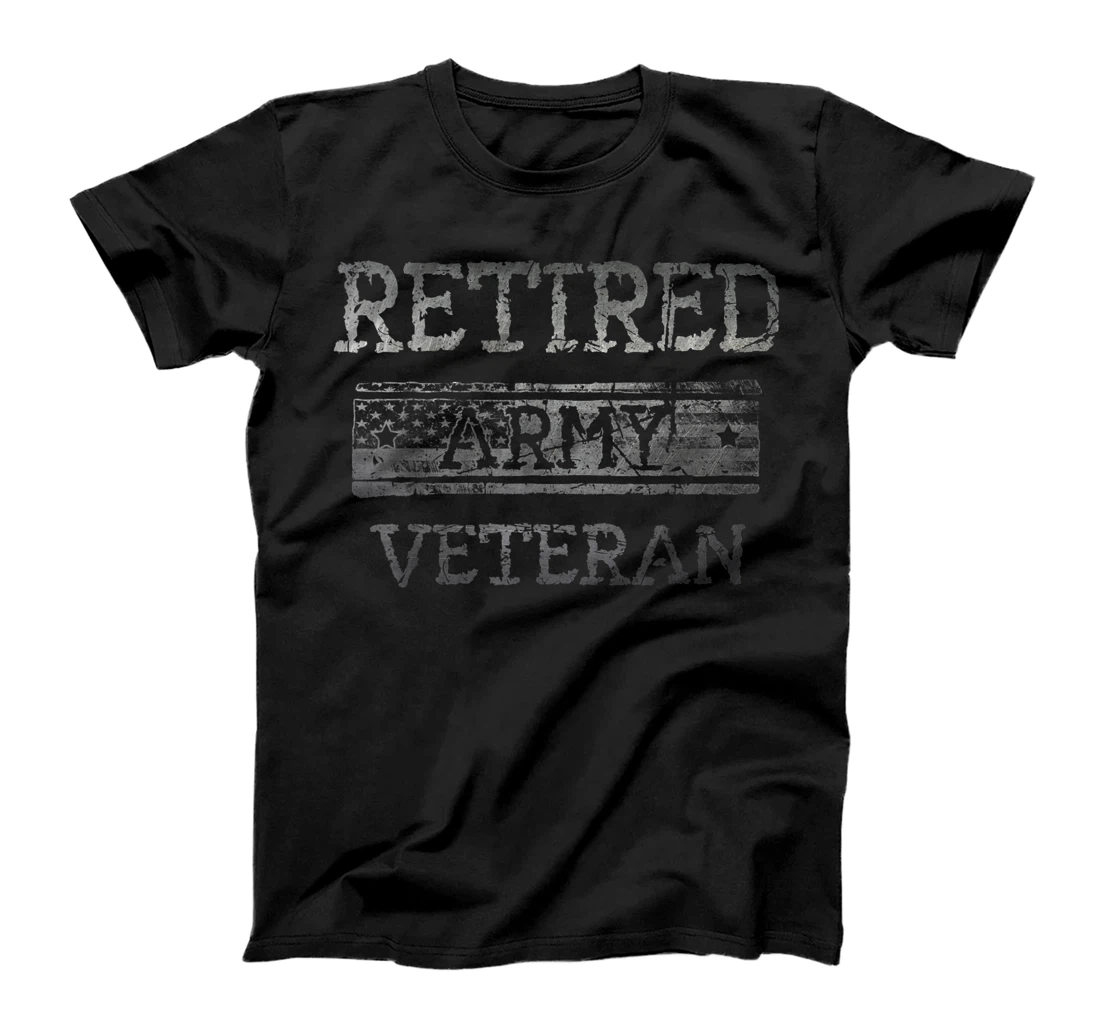 Retired Army Veteran American Flag Military Retirement T-Shirt