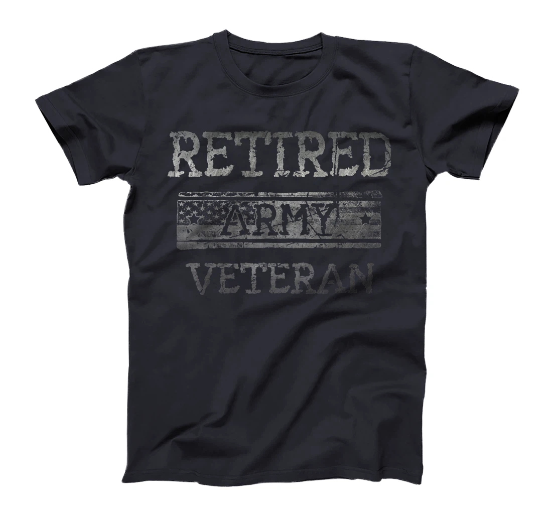 Retired Army Veteran American Flag Military Retirement T-Shirt