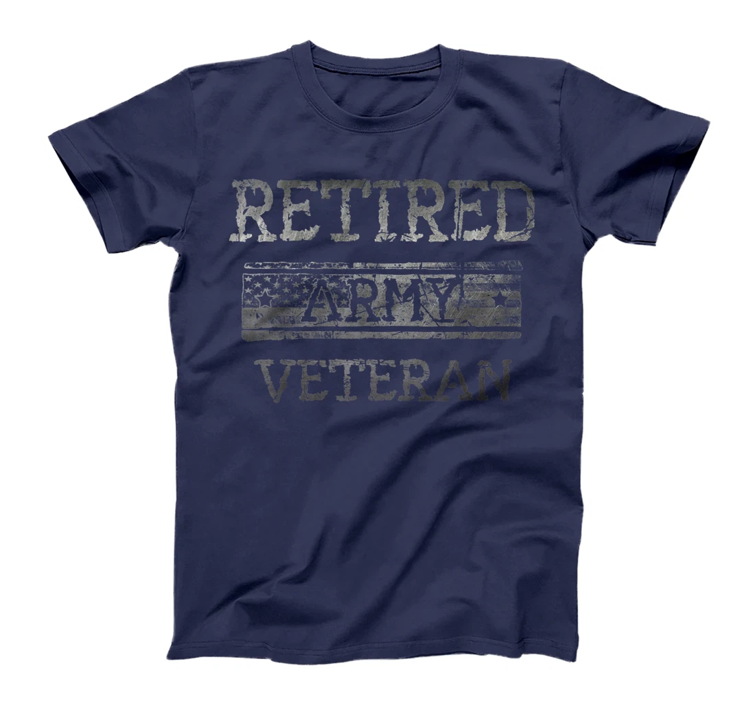Retired Army Veteran American Flag Military Retirement T-Shirt