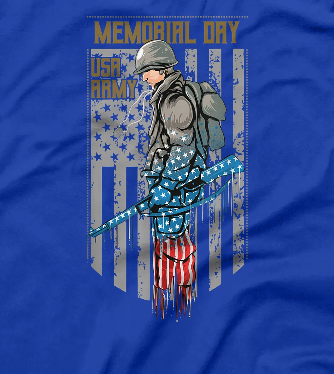 US Army Veteran With Gun American Flag US Pride Memorial Day T-Shirt