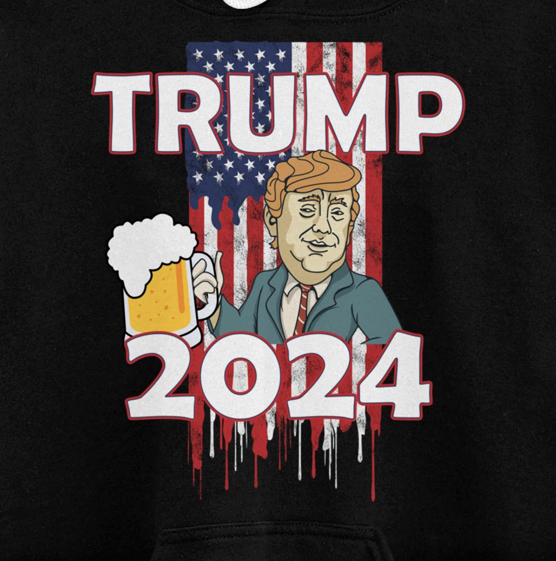 Beer American Flag Trump 2024 Pullover Hoodie