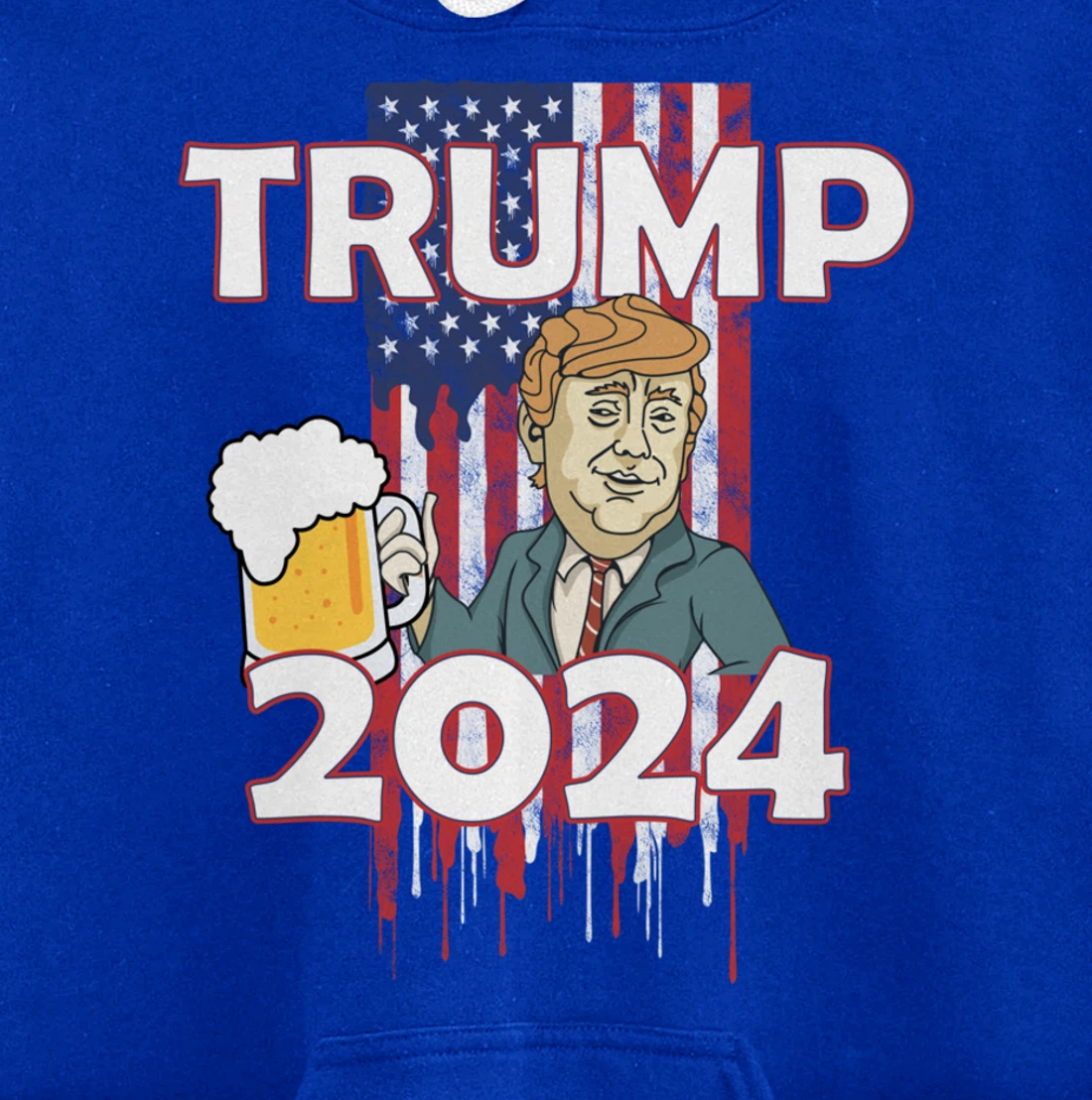 Beer American Flag Trump 2024 Pullover Hoodie