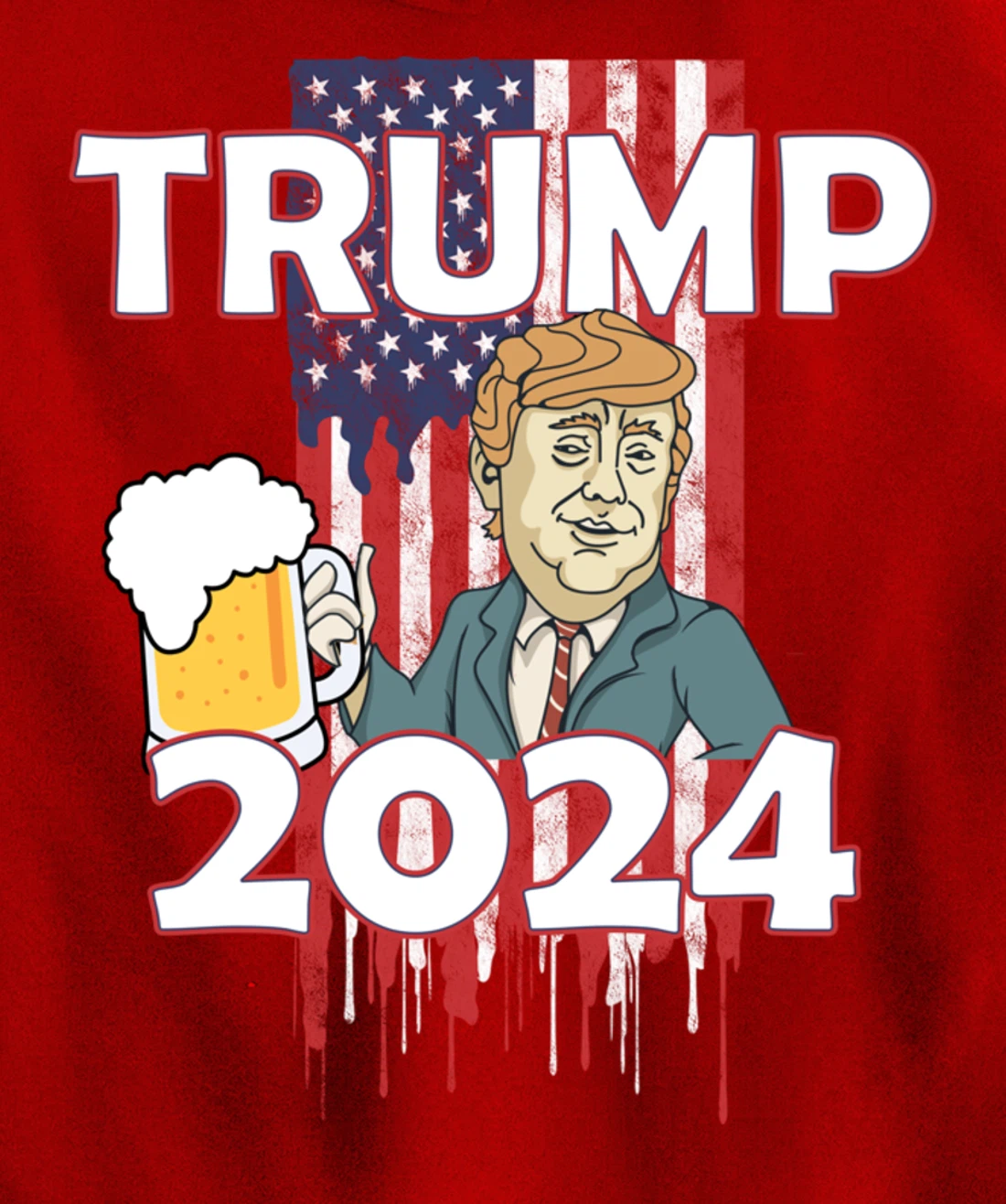Beer American Flag Trump 2024 Pullover Hoodie