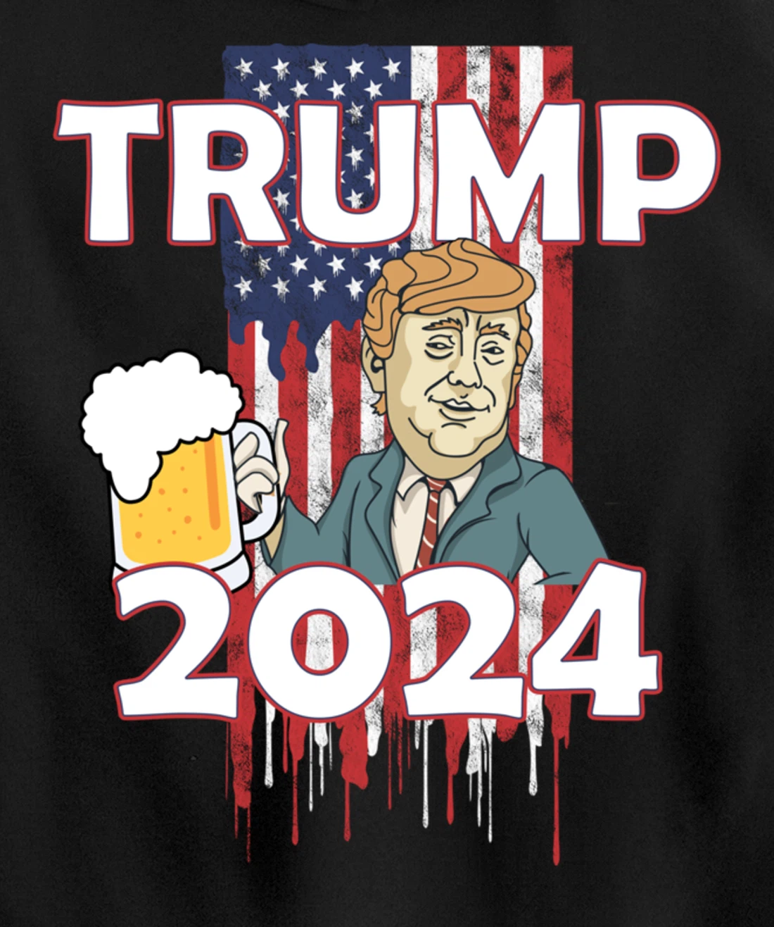 Beer American Flag Trump 2024 Pullover Hoodie