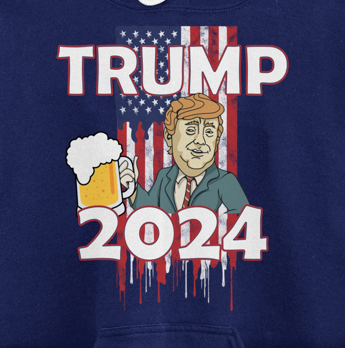 Beer American Flag Trump 2024 Pullover Hoodie