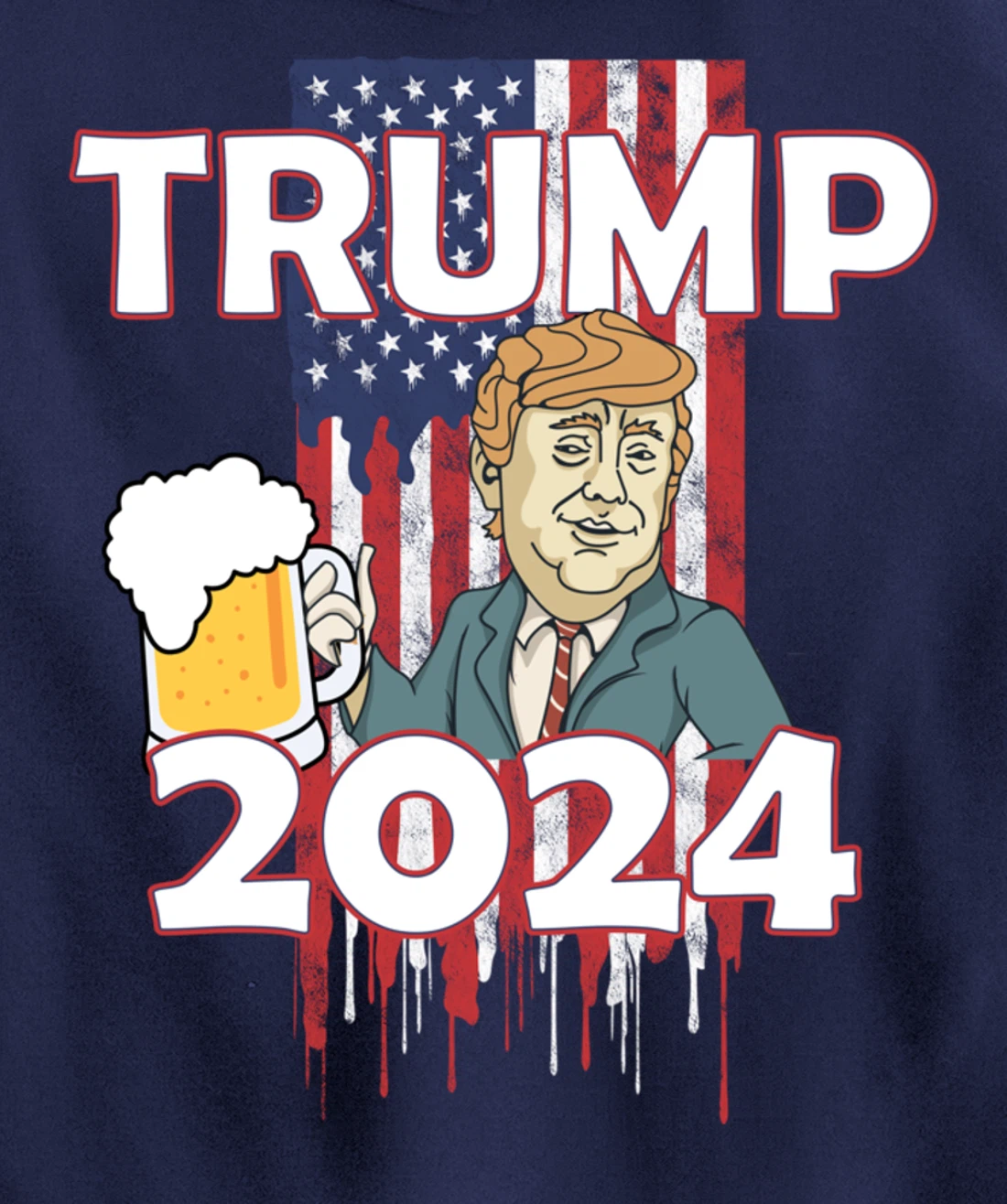 Beer American Flag Trump 2024 Pullover Hoodie