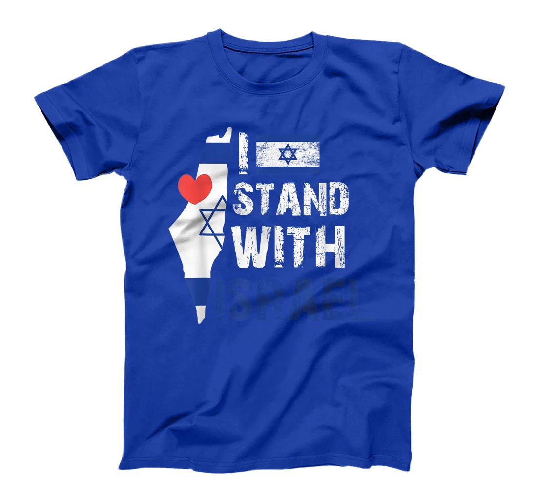 I Stand With Israel Patriotic T shirt USA and Israel Flag T-Shirt