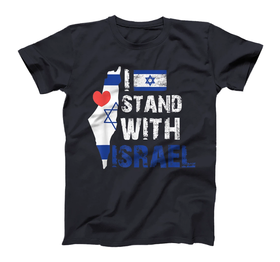 I Stand With Israel Patriotic T shirt USA and Israel Flag T-Shirt