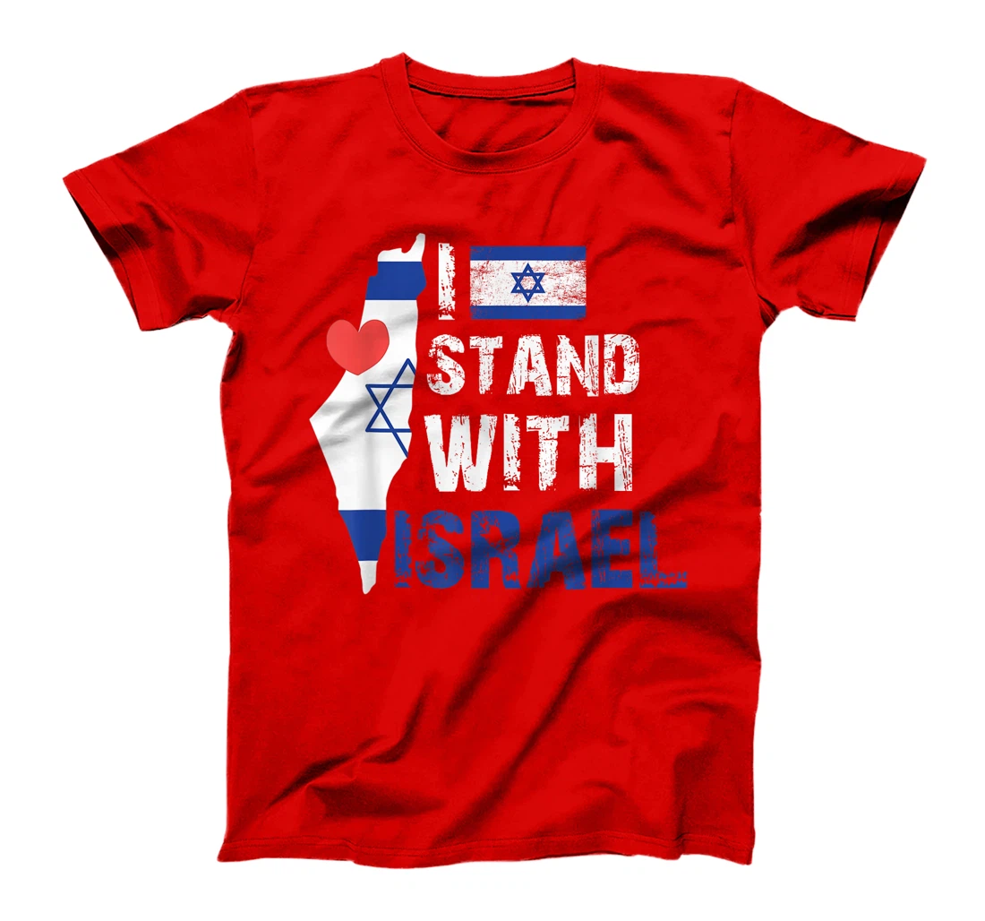 I Stand With Israel Patriotic T shirt USA and Israel Flag T-Shirt