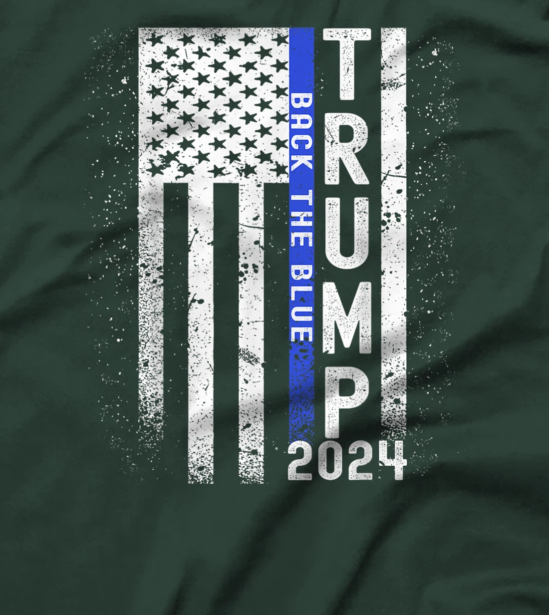 Womens Trump 2024 Back The Blue American Flag Blue Line 4th Of July T-Shirt