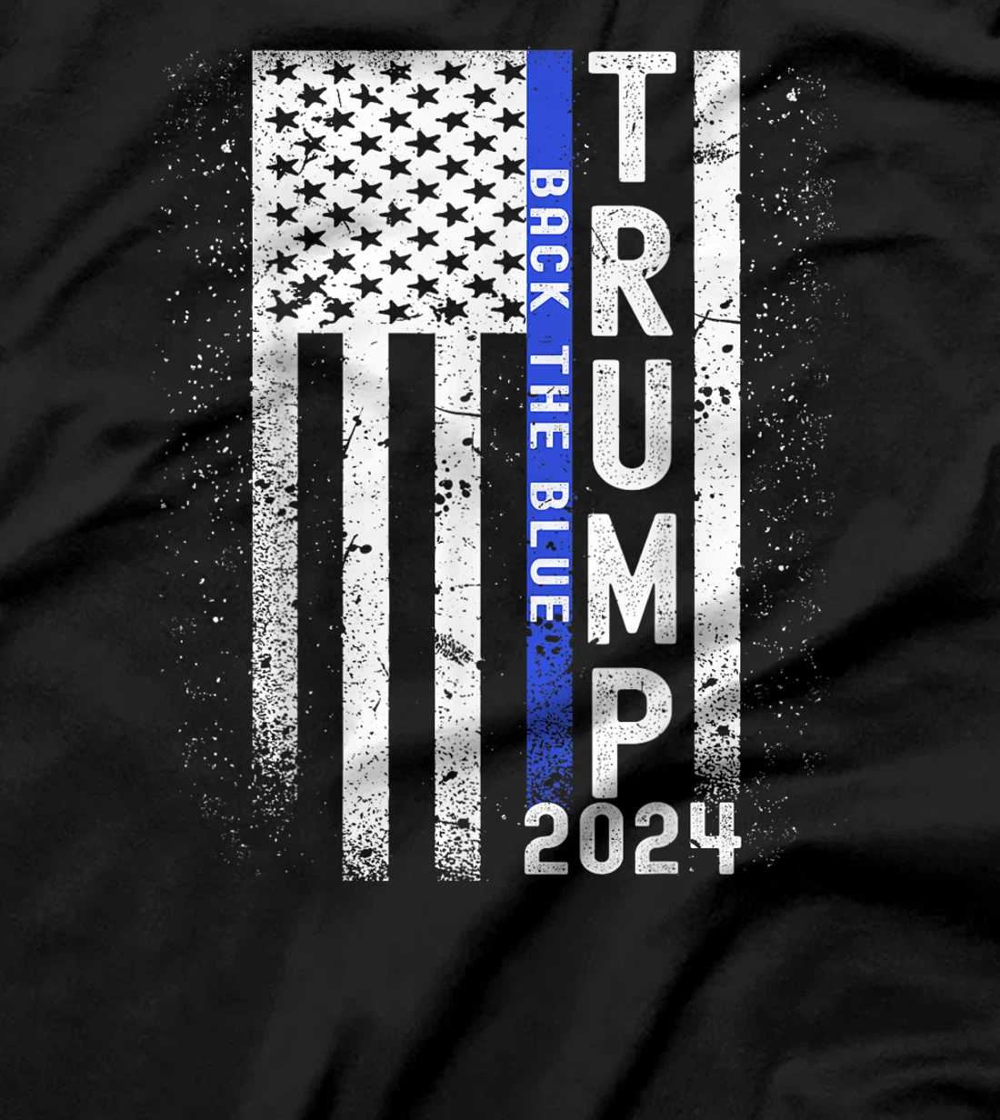 Womens Trump 2024 Back The Blue American Flag Blue Line 4th Of July T-Shirt