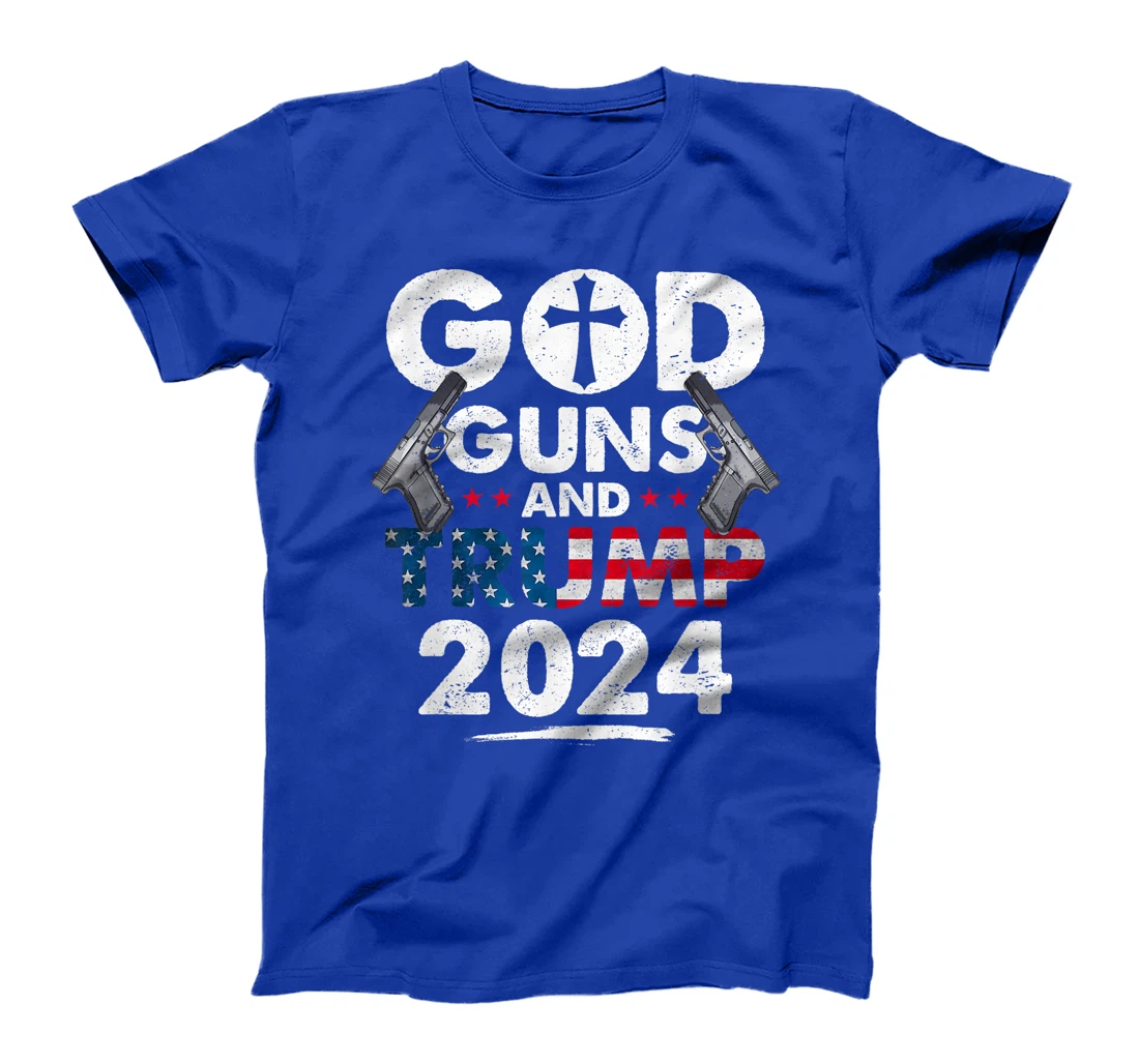 God Guns and Trump 2024 USA American Flag T-Shirt