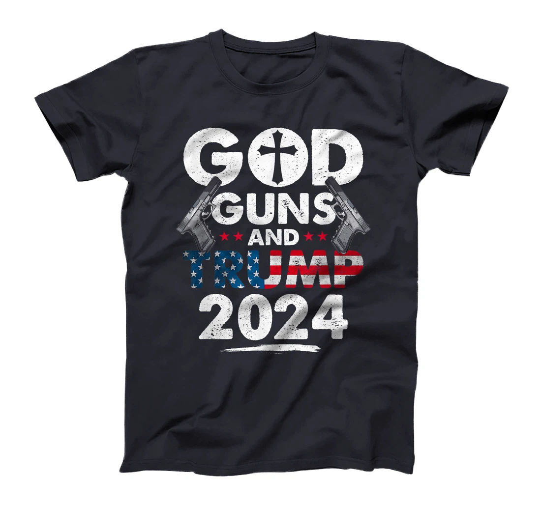 God Guns and Trump 2024 USA American Flag T-Shirt