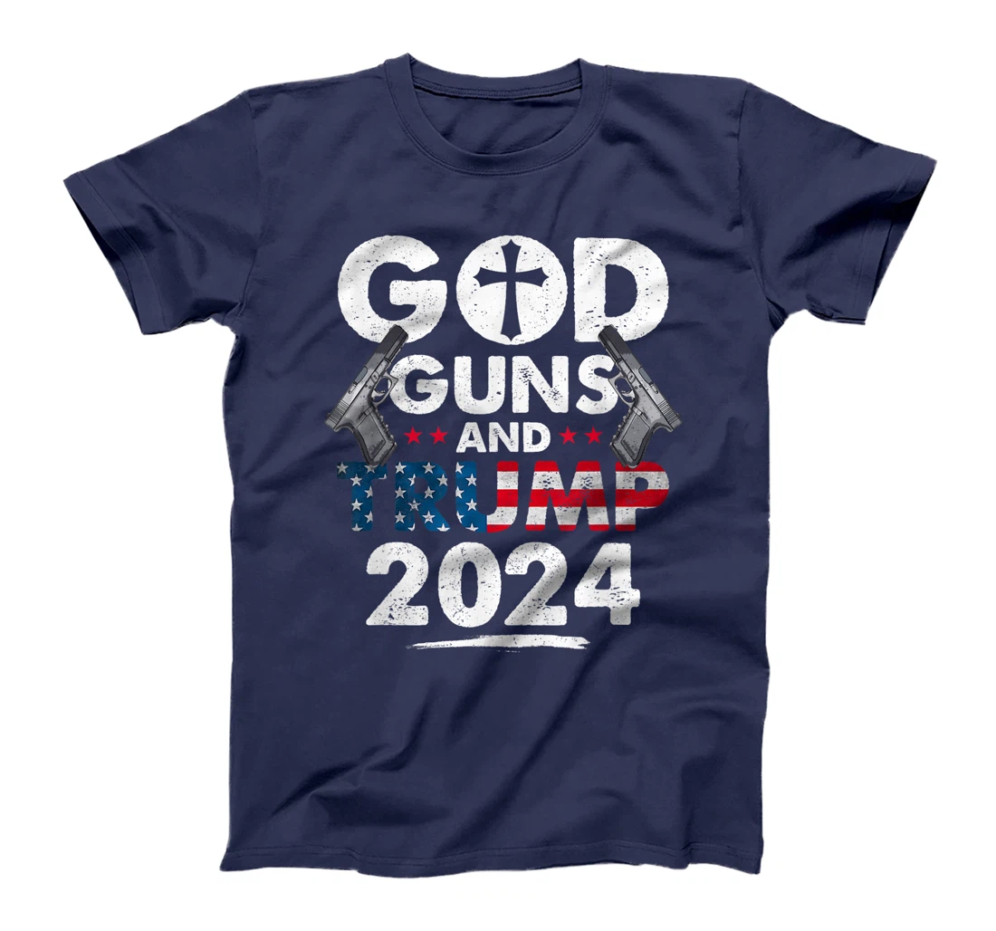 God Guns and Trump 2024 USA American Flag T-Shirt