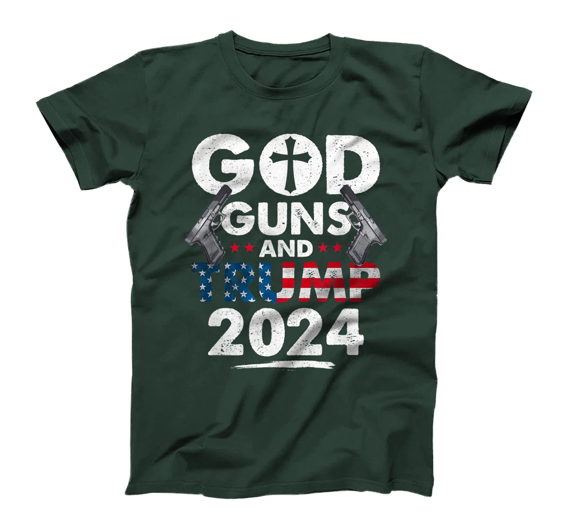 God Guns and Trump 2024 USA American Flag T-Shirt
