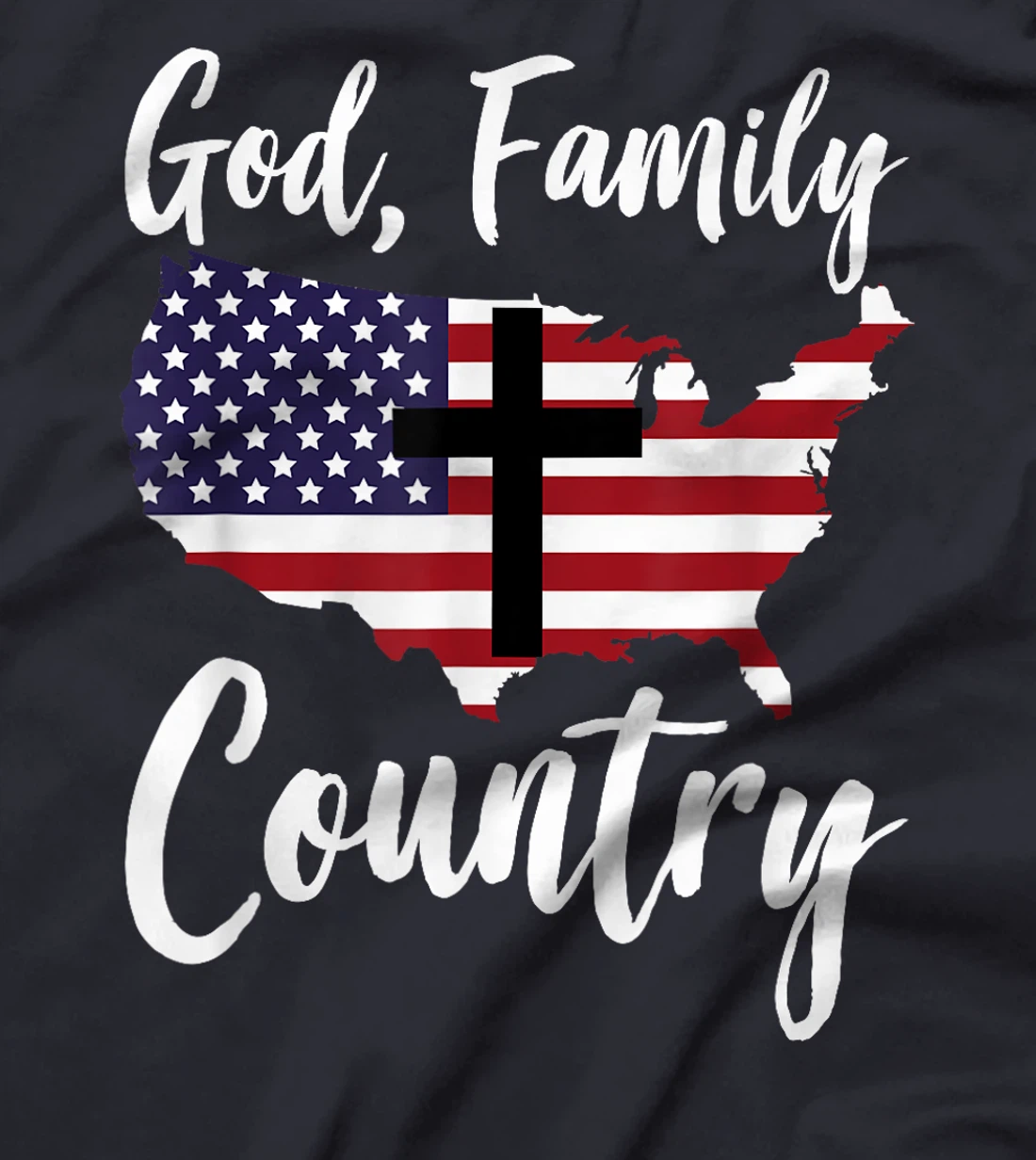 God Family Country Christian American Flag USA Map T-Shirt