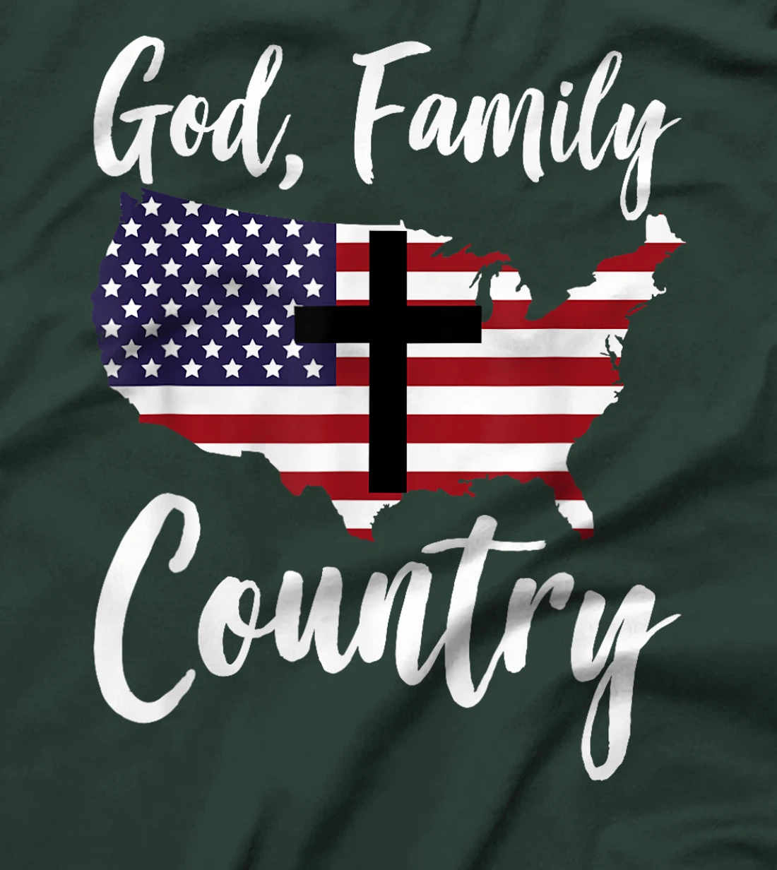 God Family Country Christian American Flag USA Map T-Shirt