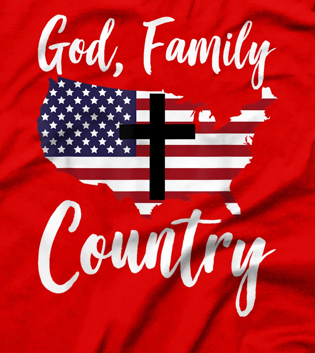 God Family Country Christian American Flag USA Map T-Shirt