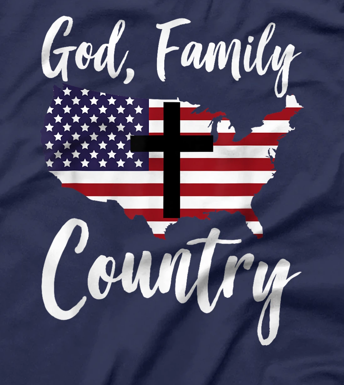 God Family Country Christian American Flag USA Map T-Shirt