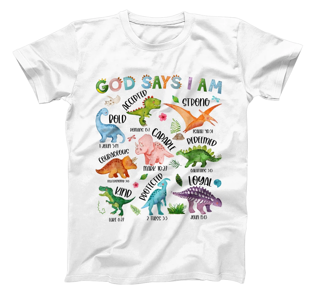 God Says I Am Dinosaur Lover Bible Verse Kids Toddler Boys T-Shirt