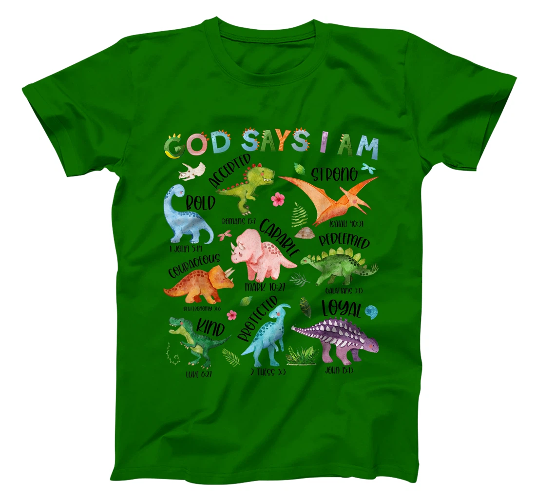 God Says I Am Dinosaur Lover Bible Verse Kids Toddler Boys T-Shirt