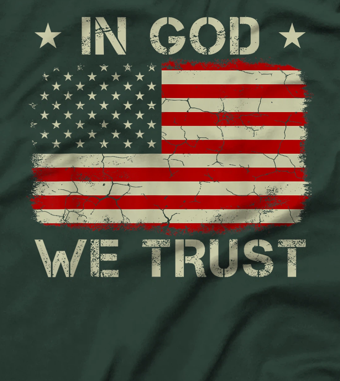 Vintage Old American Flag In God We Trust Tshirt Christian T-Shirt