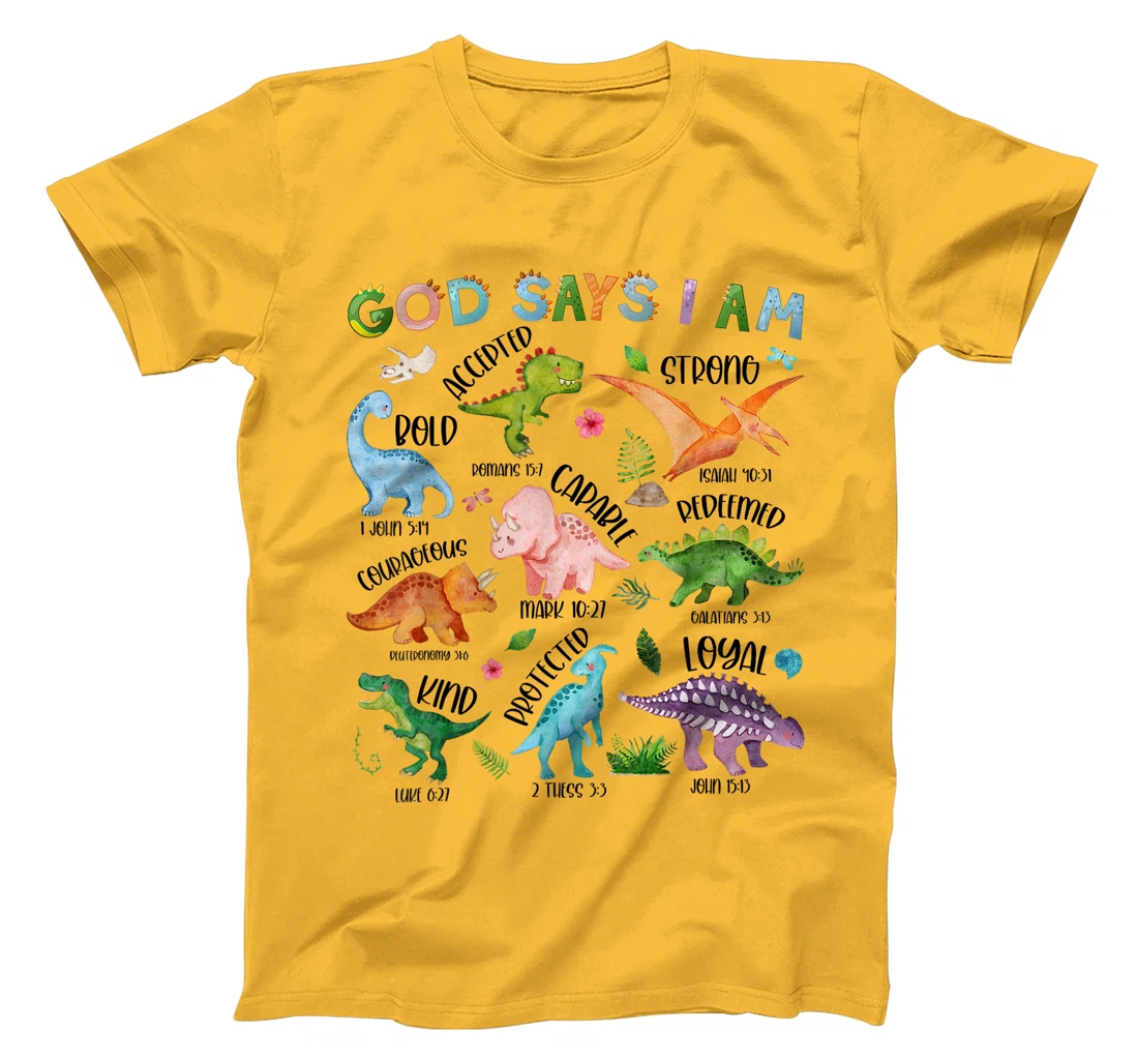 God Says I Am Dinosaur Lover Bible Verse Kids Toddler Boys T-Shirt