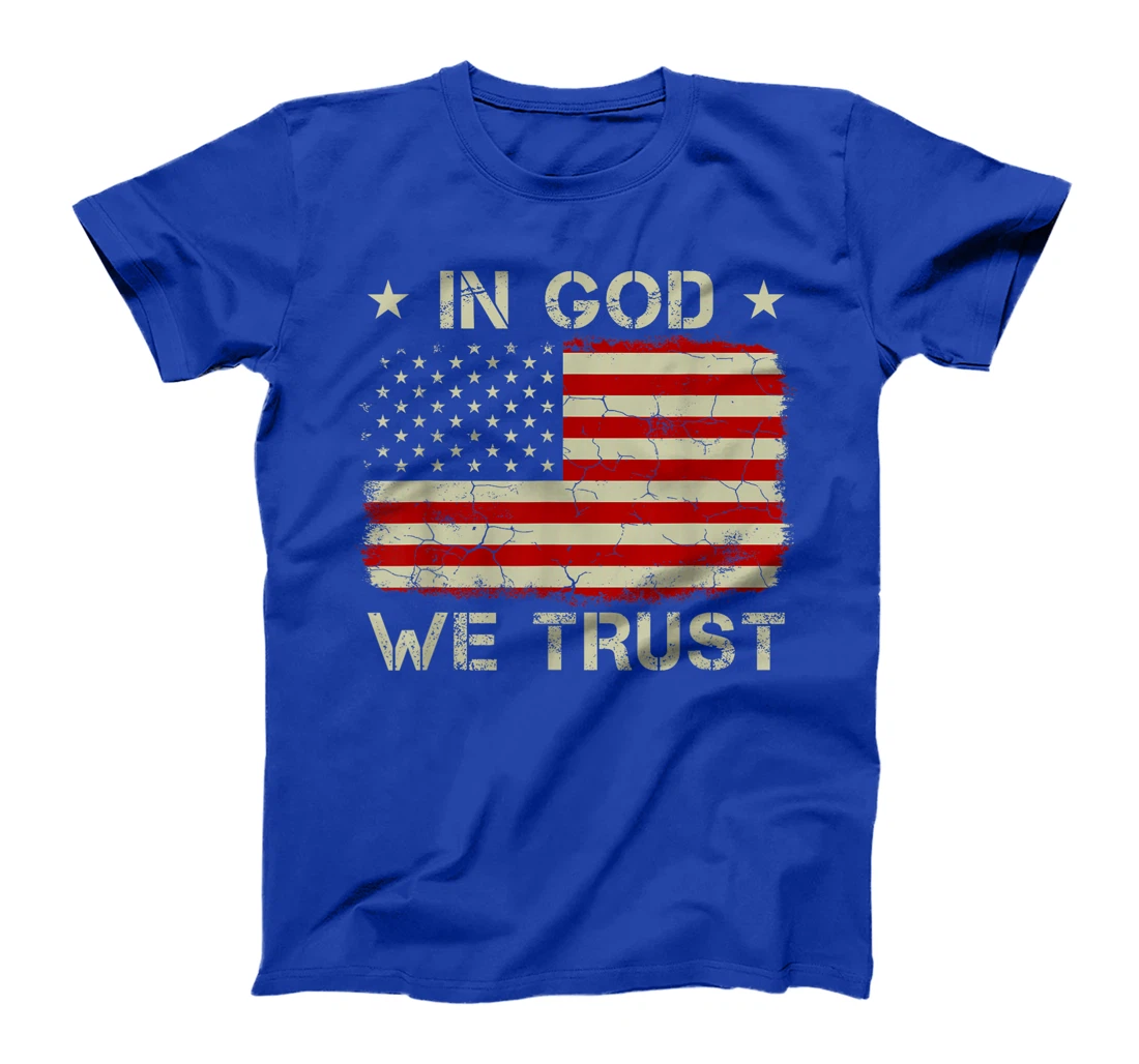Vintage Old American Flag In God We Trust Tshirt Christian T-Shirt