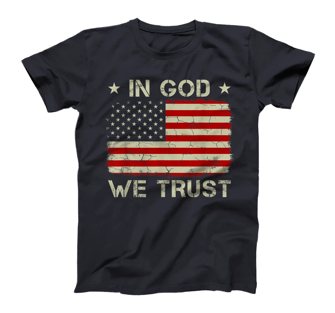 Vintage Old American Flag In God We Trust Tshirt Christian T-Shirt