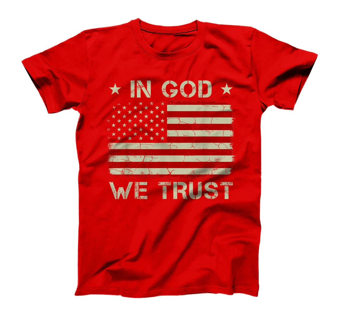 Vintage Old American Flag In God We Trust Tshirt Christian T-Shirt