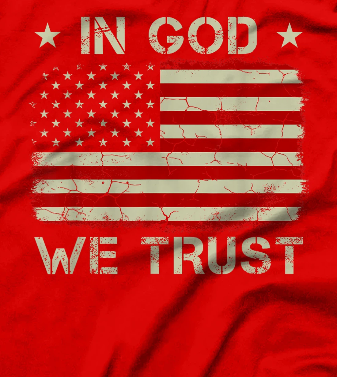 Vintage Old American Flag In God We Trust Tshirt Christian T-Shirt