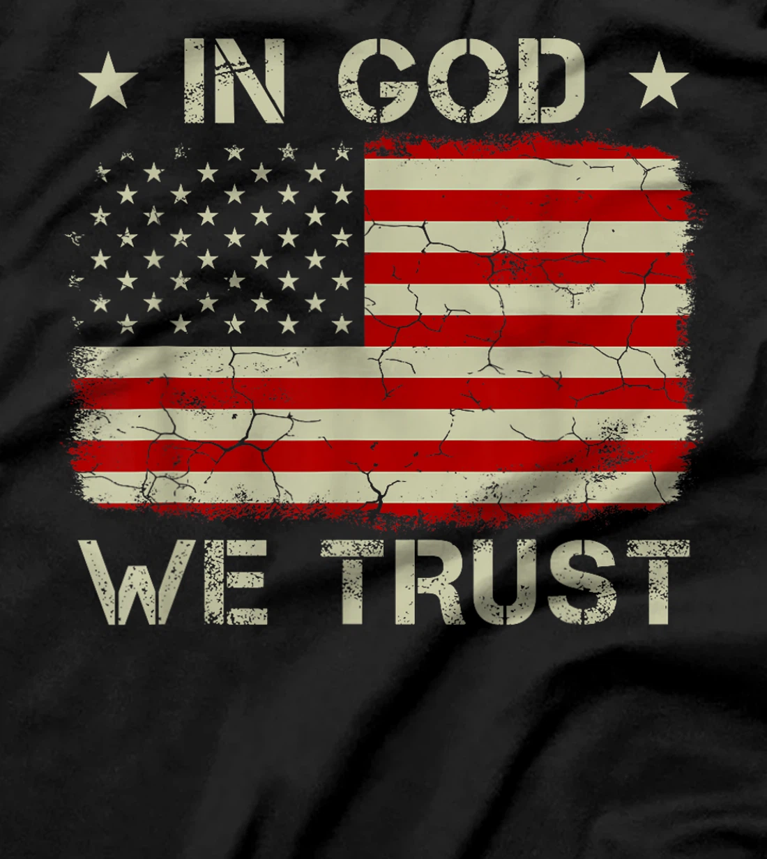 Vintage Old American Flag In God We Trust Tshirt Christian T-Shirt