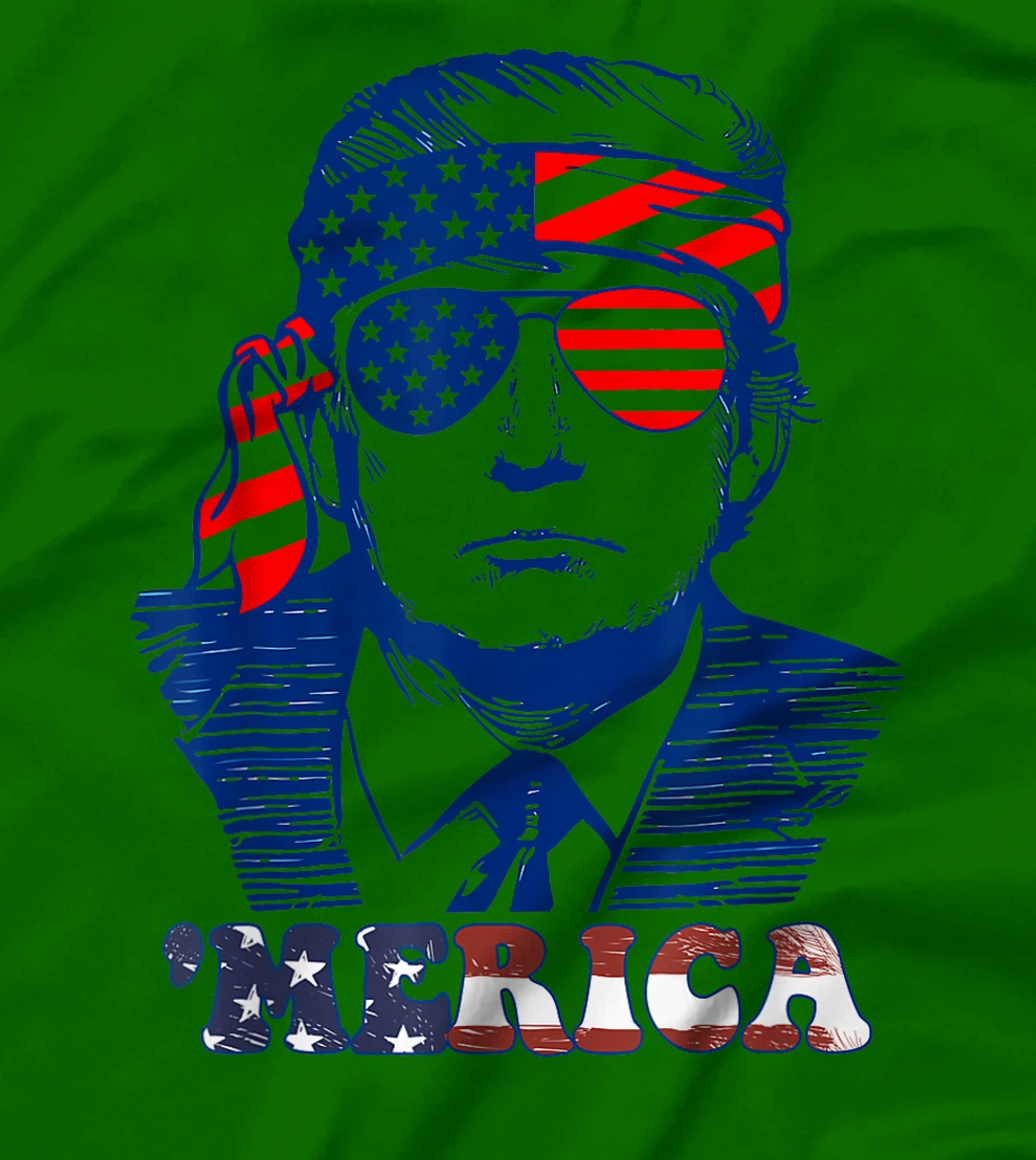 MERICA America Happy 4th Of July Trump American Flag T-Shirt