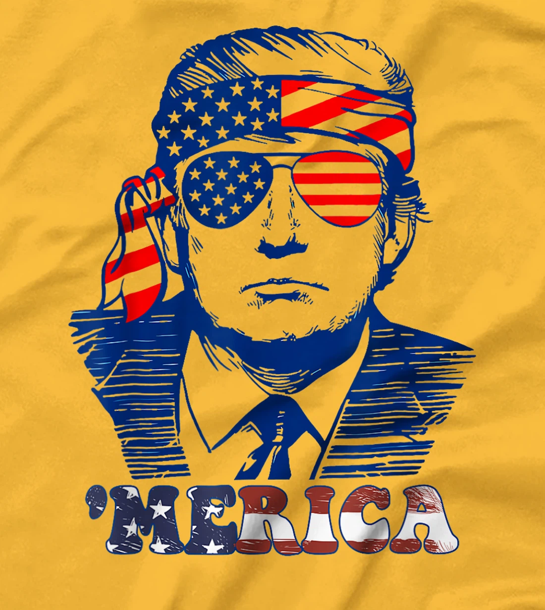 MERICA America Happy 4th Of July Trump American Flag T-Shirt