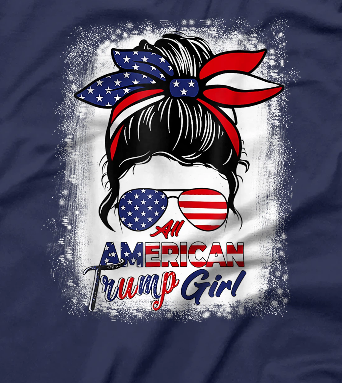 All American Trump Girl 4th Of July Messy Bun Pro Trump 2024 T-Shirt