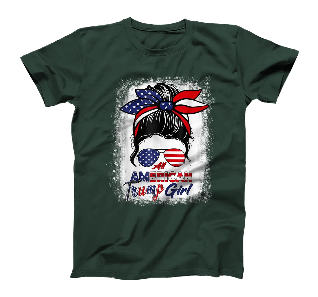 All American Trump Girl 4th Of July Messy Bun Pro Trump 2024 T-Shirt