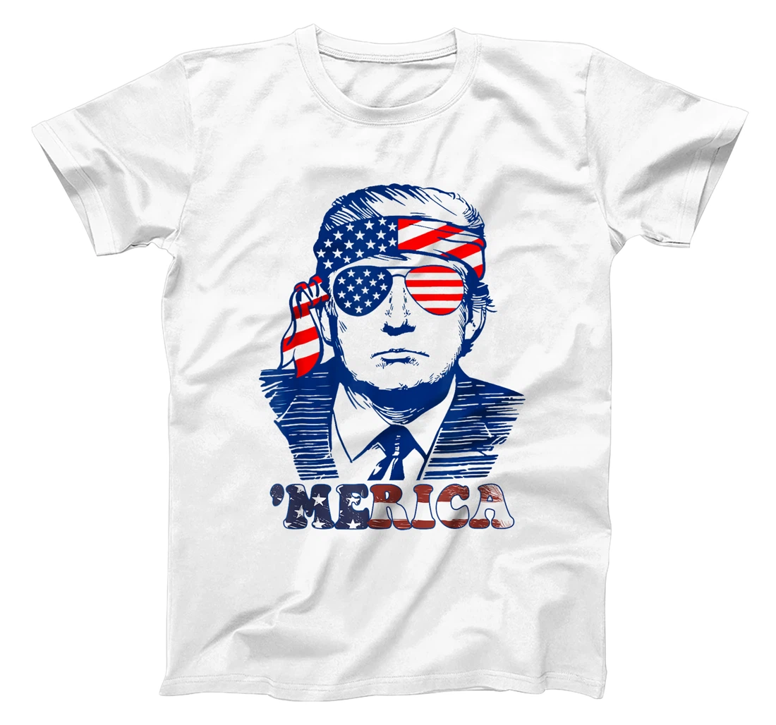 MERICA America Happy 4th Of July Trump American Flag T-Shirt