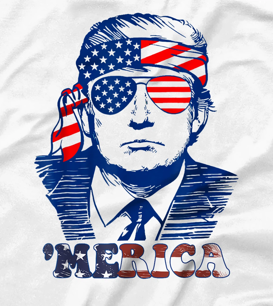 MERICA America Happy 4th Of July Trump American Flag T-Shirt