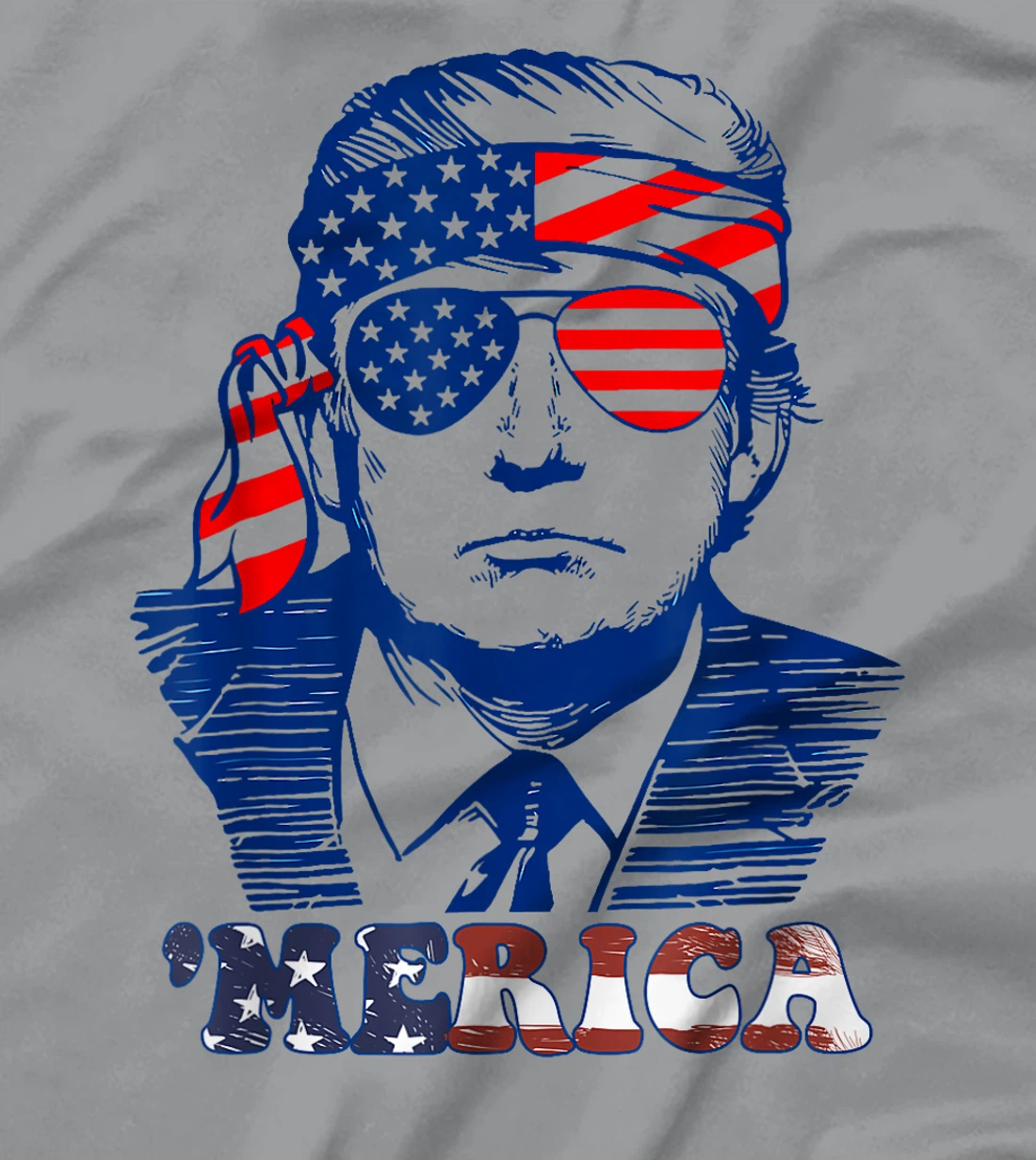 MERICA America Happy 4th Of July Trump American Flag T-Shirt