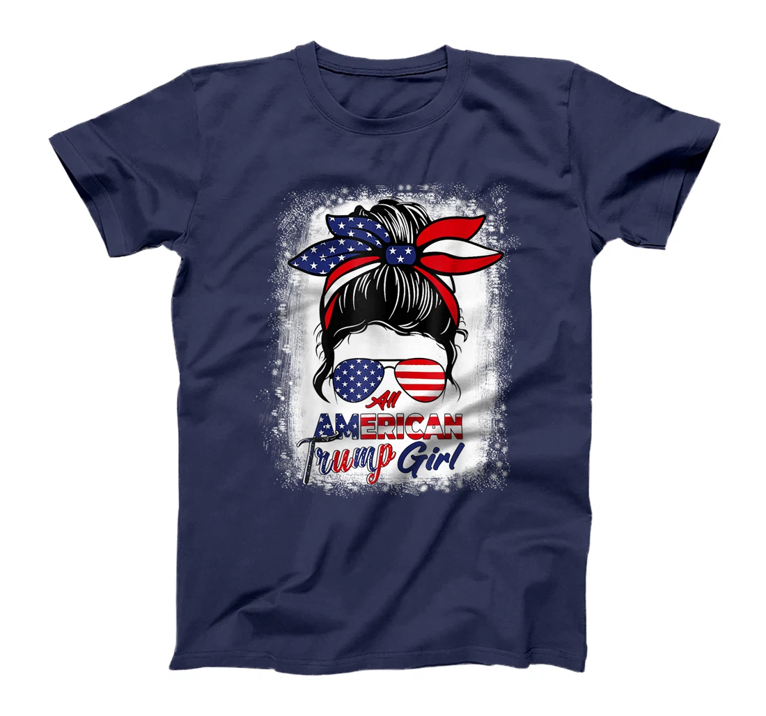 All American Trump Girl 4th Of July Messy Bun Pro Trump 2024 T-Shirt