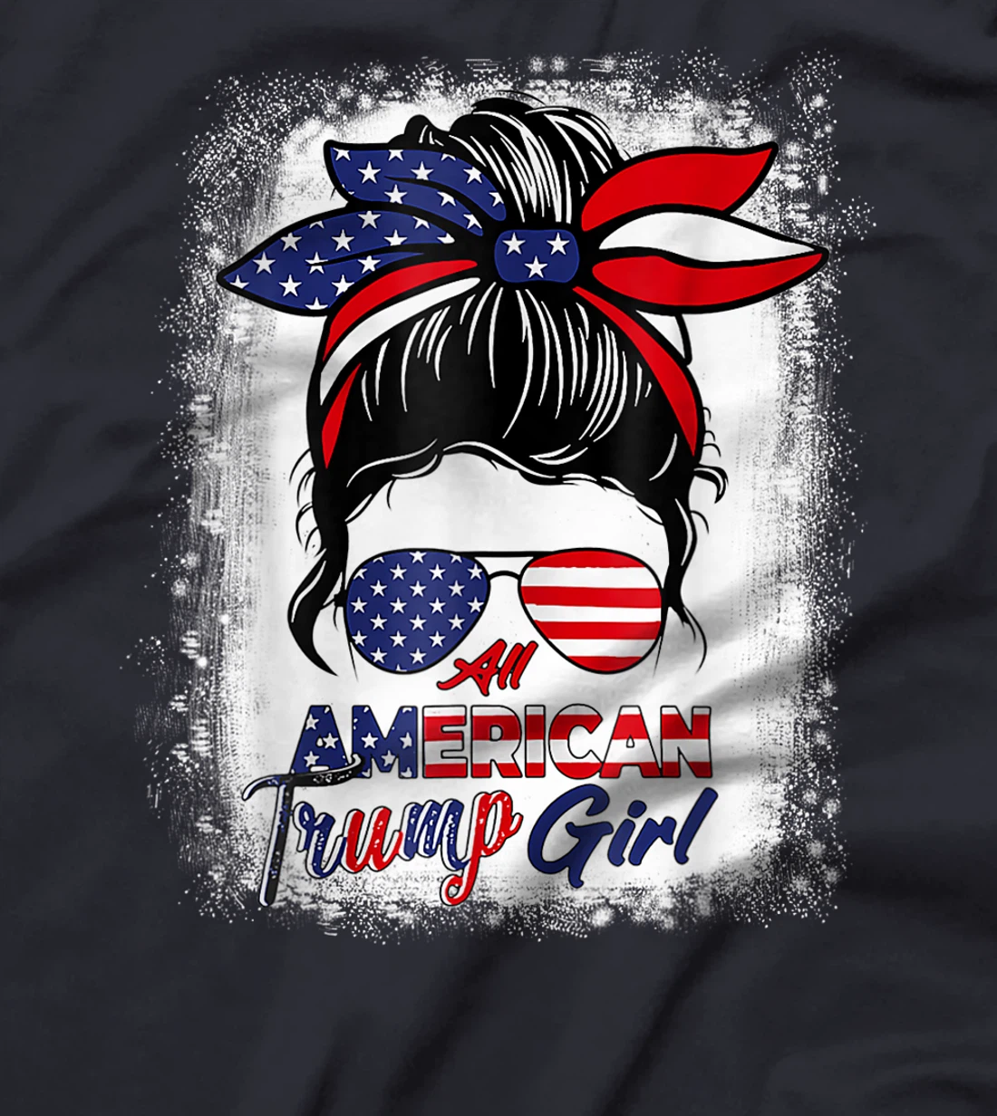 All American Trump Girl 4th Of July Messy Bun Pro Trump 2024 T-Shirt
