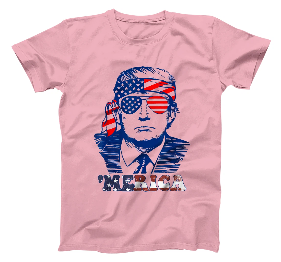 MERICA America Happy 4th Of July Trump American Flag T-Shirt